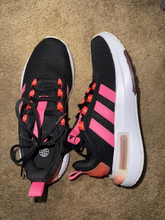 adidas Women's Black and Hot Pink Athletic Sneakers - Picture 2 of 4